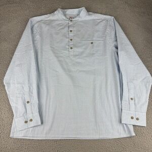 Rail Riders Shirt Mens Large‎ Button Up Blue Long Sleeve Fishing Hiking